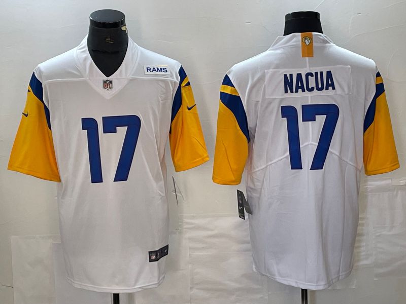 Men Los Angeles Rams #17 Nacua White Nike Vapor Limited NFL Jersey style 1
